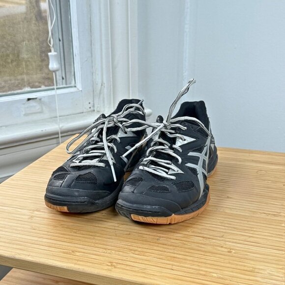 Asics Gel Tactic Black Silver Volleyball Sneakers Womens Shoe Size 8 B554N - Picture 3 of 7